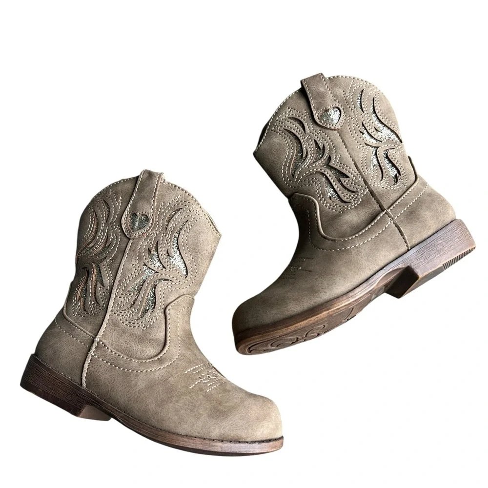 Jellypop Kids' Lil‎ Gladden Western Boots Tan Glitter Girls Size 7M